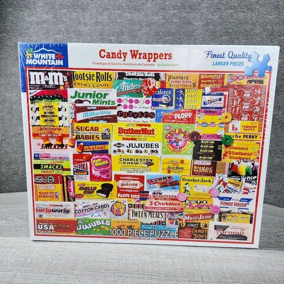 White Mountain Candy Wrapper Puzzle 1000 Pieces NIB - Picture 1 of 9